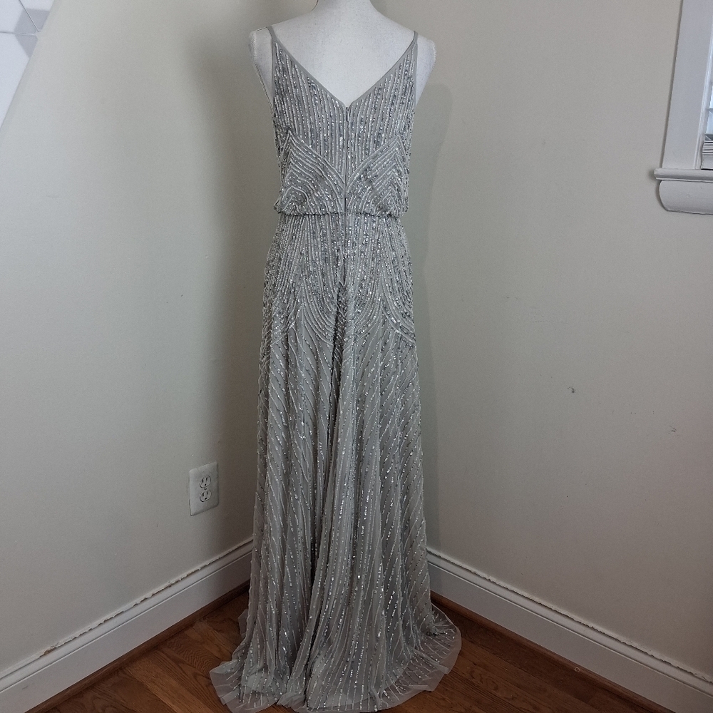 BHLDN Anthropology Fidelia Heavily Beaded Maxi Dress In Grey size 4 NWOT - Picture 3 of 15